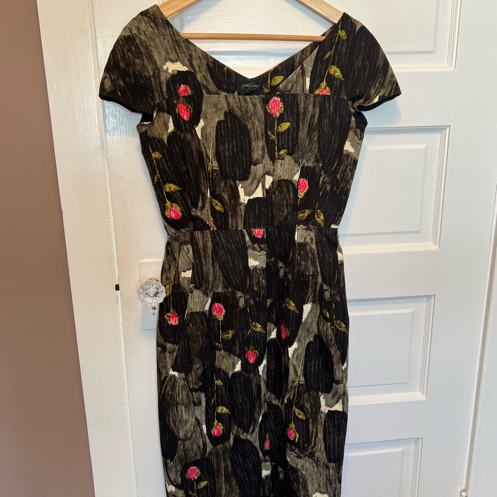 Rachel Comey Black and Pink Floral Midi Dress